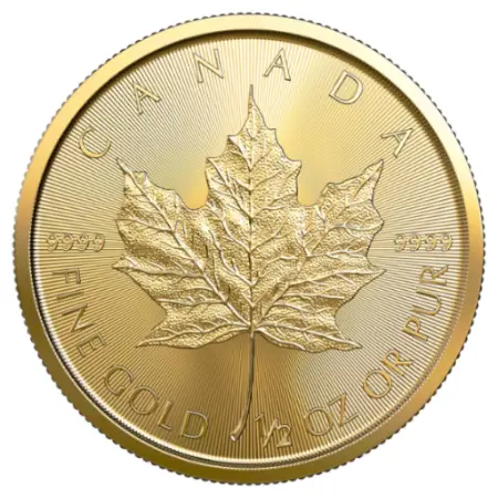 Gold Canadian Maple Leaf Coin Obverse Gold Canadian Maple Leaf Coin