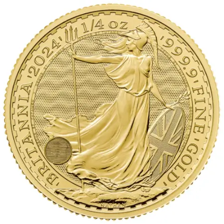 Gold Royal Mint Britannia Coin Obverse Gold Royal Mint Britannia Coin
