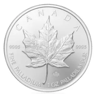 Palladium Canadian Maple Leaf Coin Obverse Palladium Canadian Maple Leaf Coin