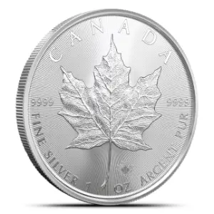 Silver Canadian Maple Leaf Coin Obverse Silver Canadian Maple Leaf Coin